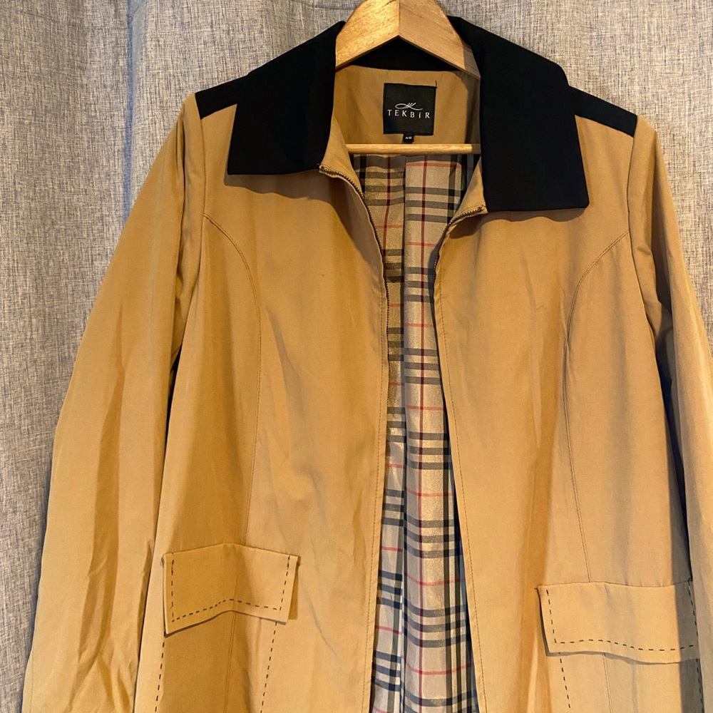 RARE AUTHENTIC TEKBIR Beige Trench Coat Zip sz46 Msrp $749